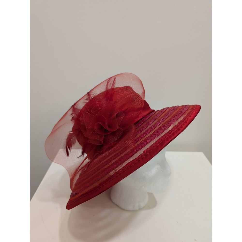 Women's Satin Tulle & Straw Hat Church, Kentucky Derby, Wedding